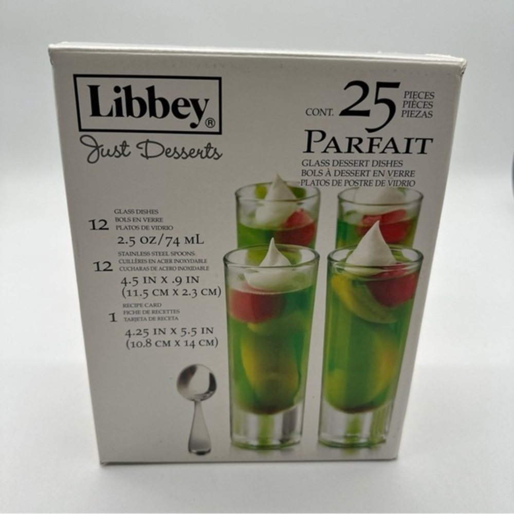 Libbey Just Desserts‎ - Parfait Glass Dishes with Mini Spoons & Recipe Card